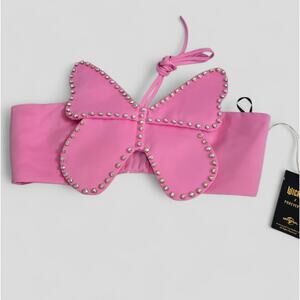 Forever 21 X WICKED NWT Glinda Pink Coquette Studded Butterfly Halter Top Large